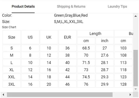 cettire size chart